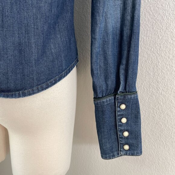 Earl Jean Womens Medium Denim Western Shirt Vintage ASO Lorelai Gilmore Girls - Picture 9 of 13